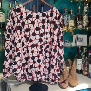 Boho Lightweight Travel Blouse - navy, wine, cream